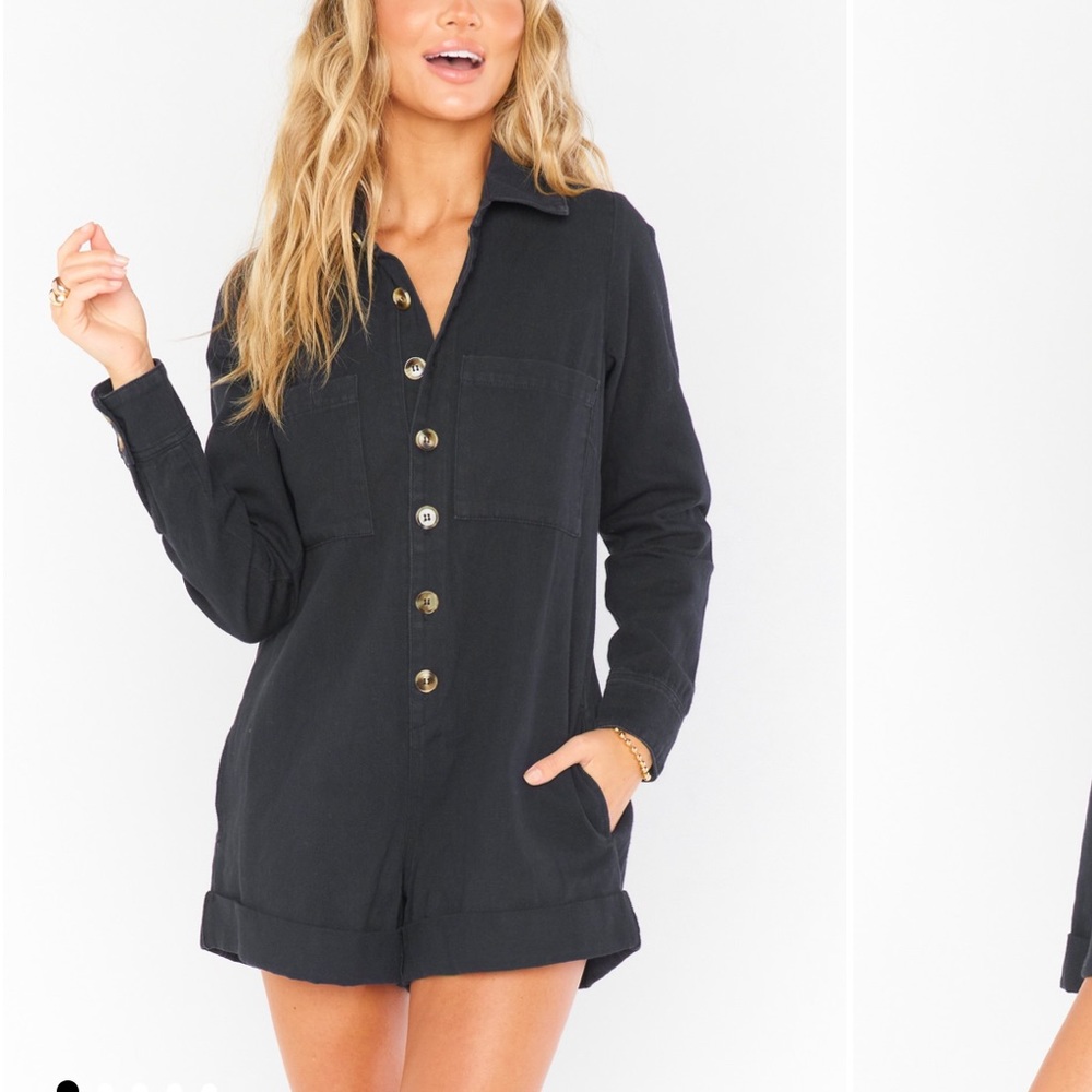 Show Me Your MuMu Black Button-Up Romper